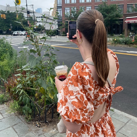 Orange and White English Factory Dress - Picture 2 of 4